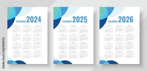 Wall Calendar 2024 to 2026