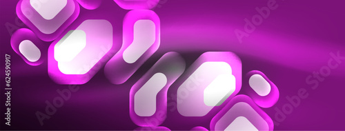 Glowing neon geometric elements abstract background. Neon light or laser show, electric impulse, power lines, techno quantum energy impulse, magic glowing dynamic lines