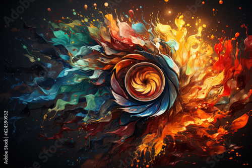 Vivid Kaleidoscope: A Captivating Abstract Illustration Bursting with Color. Generative AI