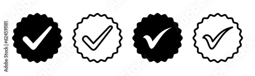 Approved icon set illustration. Certified Medal Icon. check mark