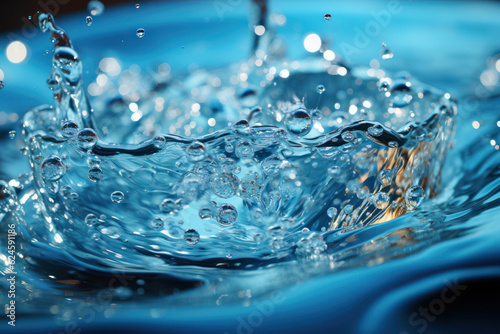 Fluid Symphony  Dynamic Water Splashes in Captivating Motion. Generative AI