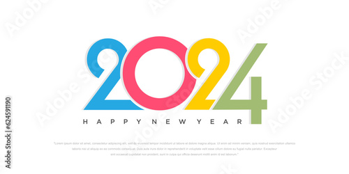 2024 Happy New Year logo text design. 2024 number design template. Vector illustration.