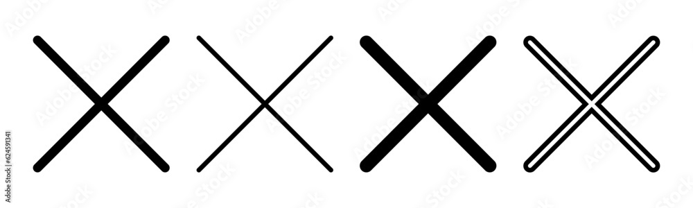 Close icon set illustration. Delete sign and symbol. cross sign Close icon set illustration. Delete sign and symbol. cross sign