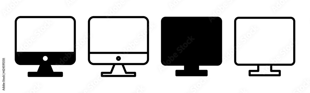 Computer icon set illustration. computer monitor sign and symbol