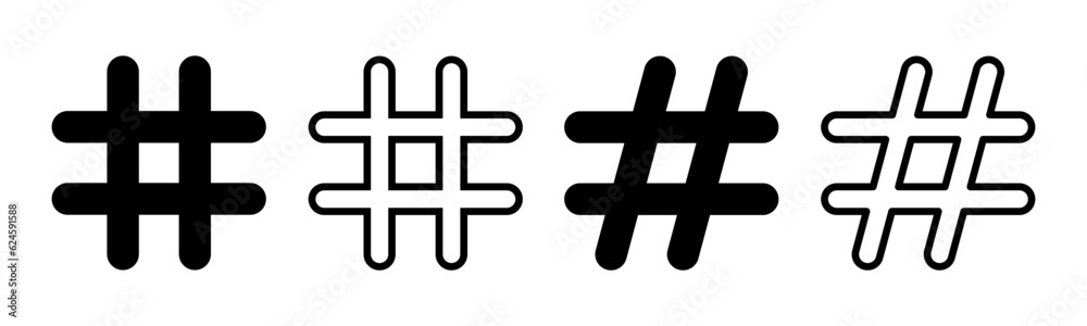 Fototapeta premium Hashtag icon set illustration. hashtag sign and symbol