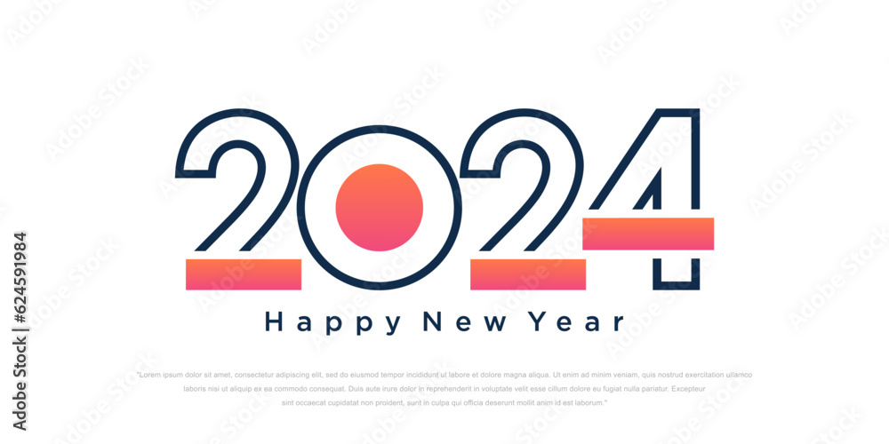 2024 Happy New Year logo text design. 2024 number design template. Vector illustration. 2024 Happy New Year logo text design. 2024 number design template. Vector illustration.