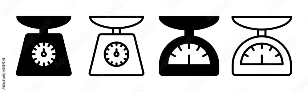 Scales icon set illustration. Weight scale sign and symbol Scales icon set illustration. Weight scale sign and symbol
