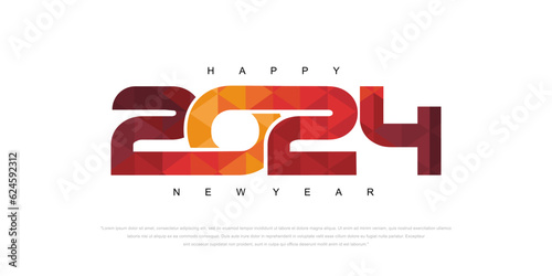 2024 Happy New Year logo text design. 2024 number design template. Vector illustration.