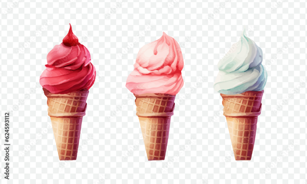 Ice cream cone set isolated vector illustration Ice cream cone set isolated vector illustration