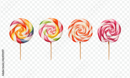 Lolipop candy set isolated vector illustration