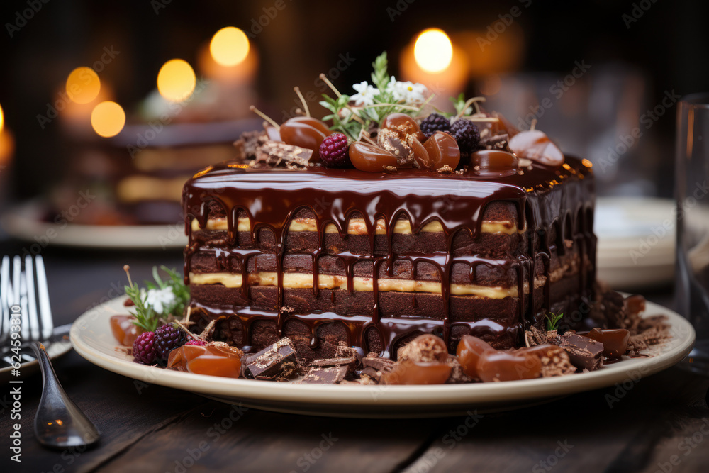 Decadent Delights: Indulging in the Irresistible Temptation of a Chocolate Dripping Cake. Generative AI Decadent Delights: Indulging in the Irresistible Temptation of a Chocolate Dripping Cake. Generative AI