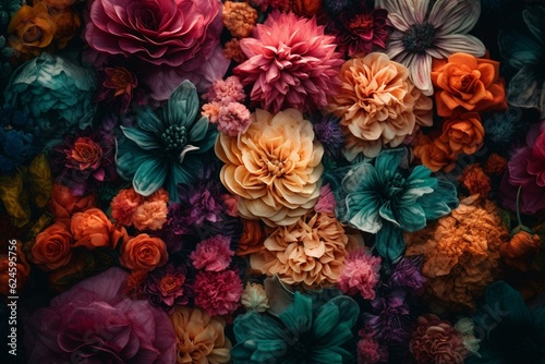 a colorful floral background. Generative AI