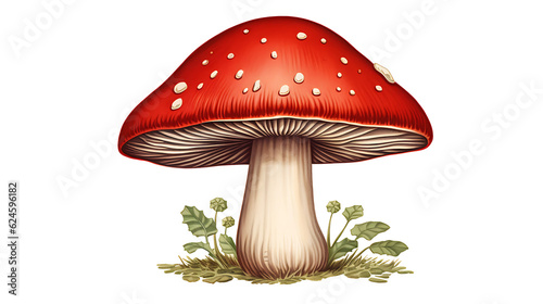Various types of retro vintage mushroom transparent background
