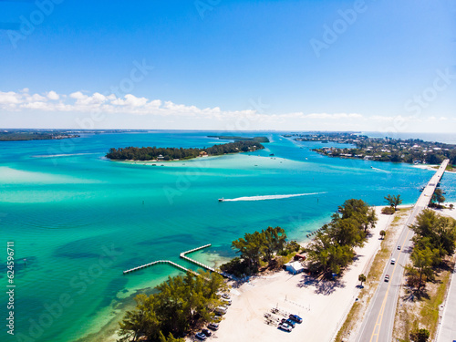 Longboat Key Pass Jewfish Island Coquina Beach Boat Ramp Holmes Beach Florida at Gulf of Mexico 1.0 photo