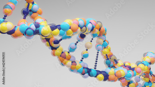 Super fun and experimental celebratory image of a DNA double helix in bright and celebratory colors (ID: 624596931)