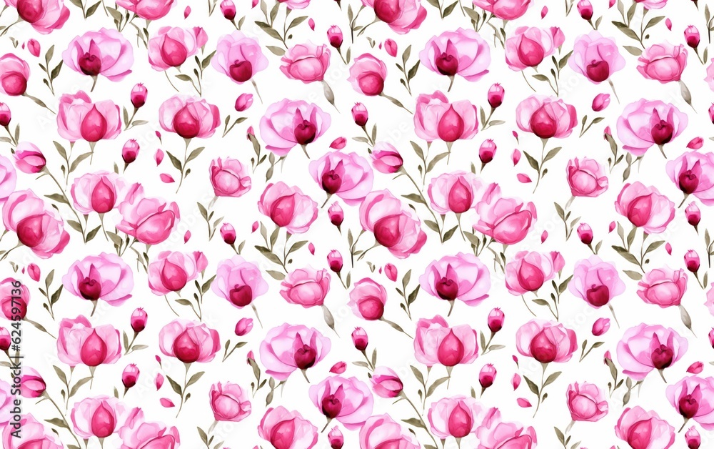 roses Watercolor Seamless Pattern Background