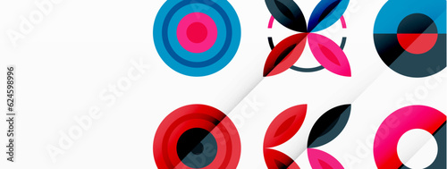 Colorful circles in a grid composition abstract background. Design for wallpaper, banner, background, landing page, wall art, invitation, prints, posters