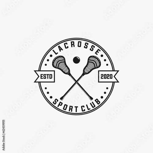 Lacrosse team logo template. sport vector graphic illustration.