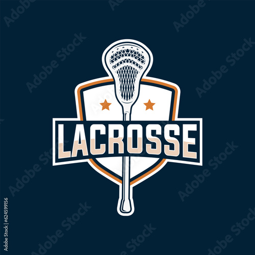 Lacrosse team logo template. sport vector graphic illustration.