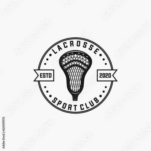 Lacrosse team logo template. sport vector graphic illustration.