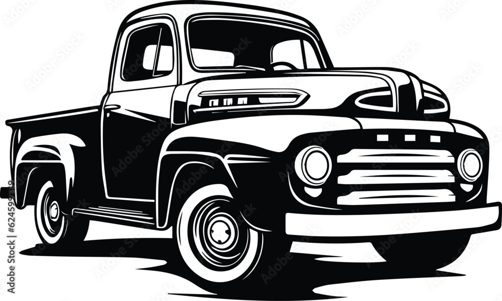 Isolated Pickup Truck Logo Monochrome Design Style