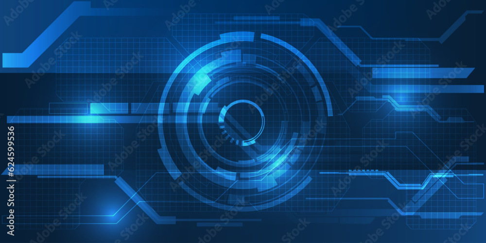 Abstract blue futuristic technology and digital future tech background.Vector illustrations.