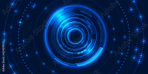 Abstract futuristic digital hi tech head up display background with orbit glowing dots around for product advertising background and game graphic artwork.Vector illustrations. photo