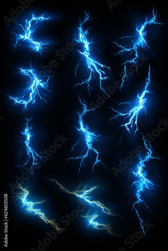 青い稲妻のスプライトシート　Generative AI