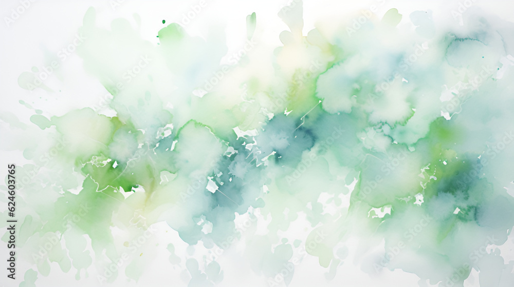 green abstract watercolor hand painted background imge | Generative AI