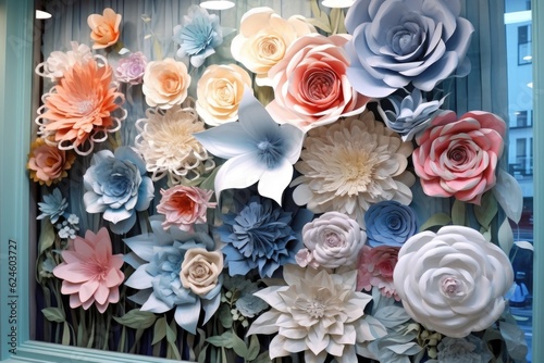 layered 3d paper flower installation with depth, created with generative ai