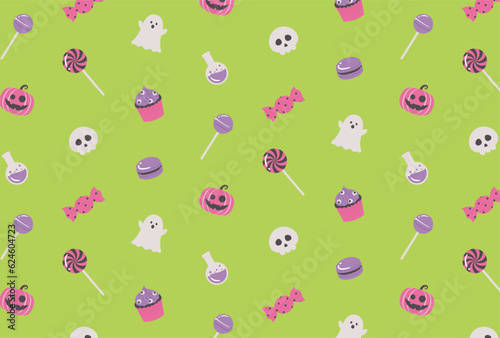 seamless pattern with a set of halloween icons for banners, cards, flyers, social media wallpapers, etc.