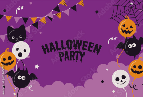 vector background with a set of halloween balloons for banners, cards, flyers, social media wallpapers, etc.