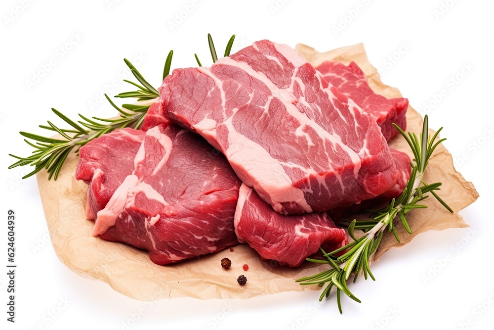 Raw tasty beef isolated on white background