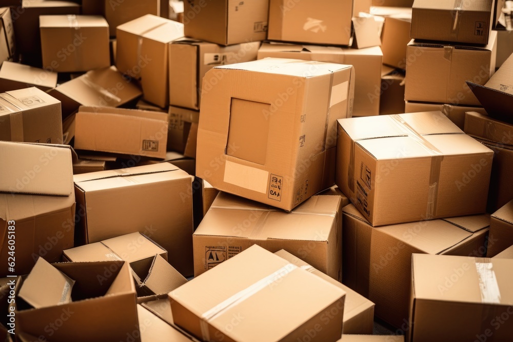 Several cardboard boxes ready to be recycled. Sustainable environment. Generative AI Several cardboard boxes ready to be recycled. Sustainable environment. Generative AI