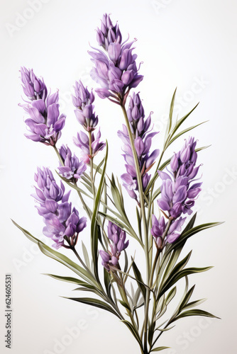 close up lavandula angustifolia on white background. AI Generated