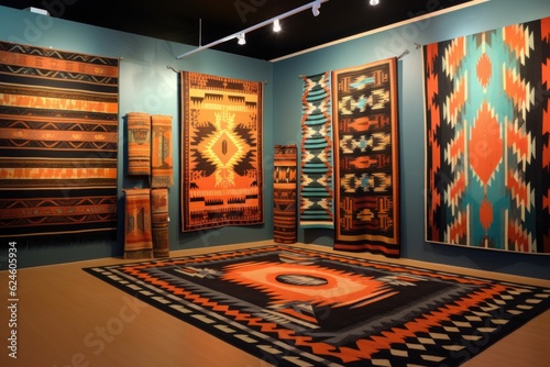 collection of unique navajo rug patterns and motifs, created with generative ai