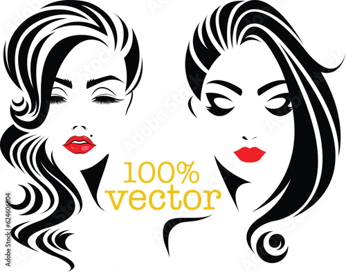 Cute women face vector design concept 