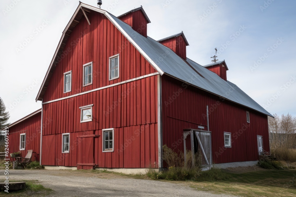 restored barn with a fresh coat of paint, created with generative ai