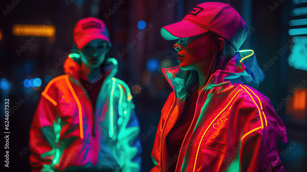 Fototapeta premium neon cybernetic streetwear fashion illustration 