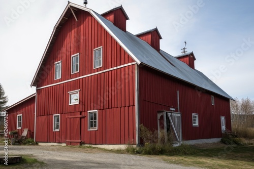 restored barn with a fresh coat of paint, created with generative ai