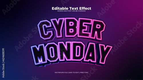Cyber monday purple editable text effect