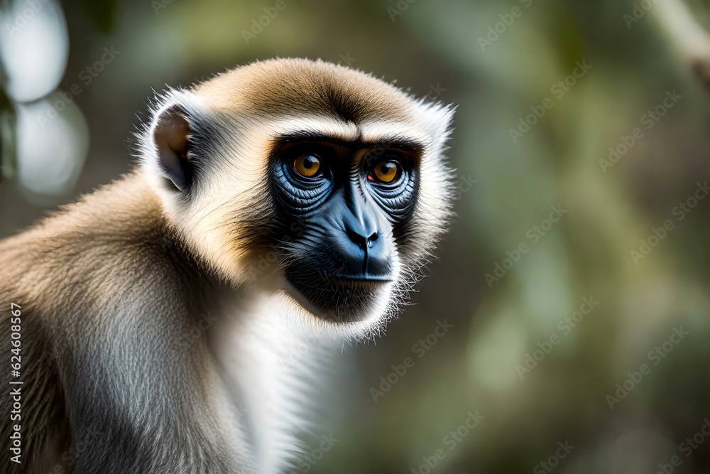 Fototapeta premium close up of a long macaque