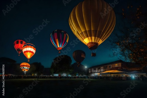 hot air balloon in night