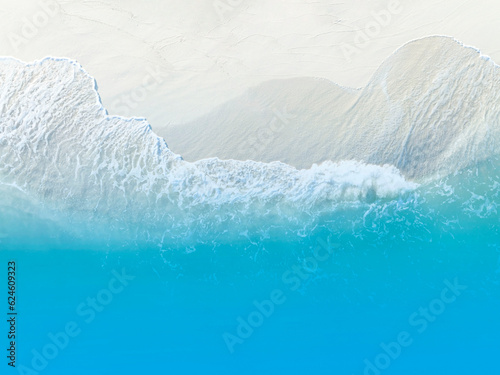 Fototapeta Naklejka Na Ścianę i Meble -  Beach Wave water in the Tropical summer beach with white sand beach background