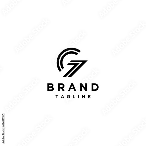 Simple G7 Double Lines Logo Design. Initial G and 7 In Two Lines Design.