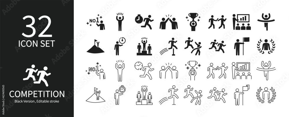 Pictogram Icon Set Related to Competition