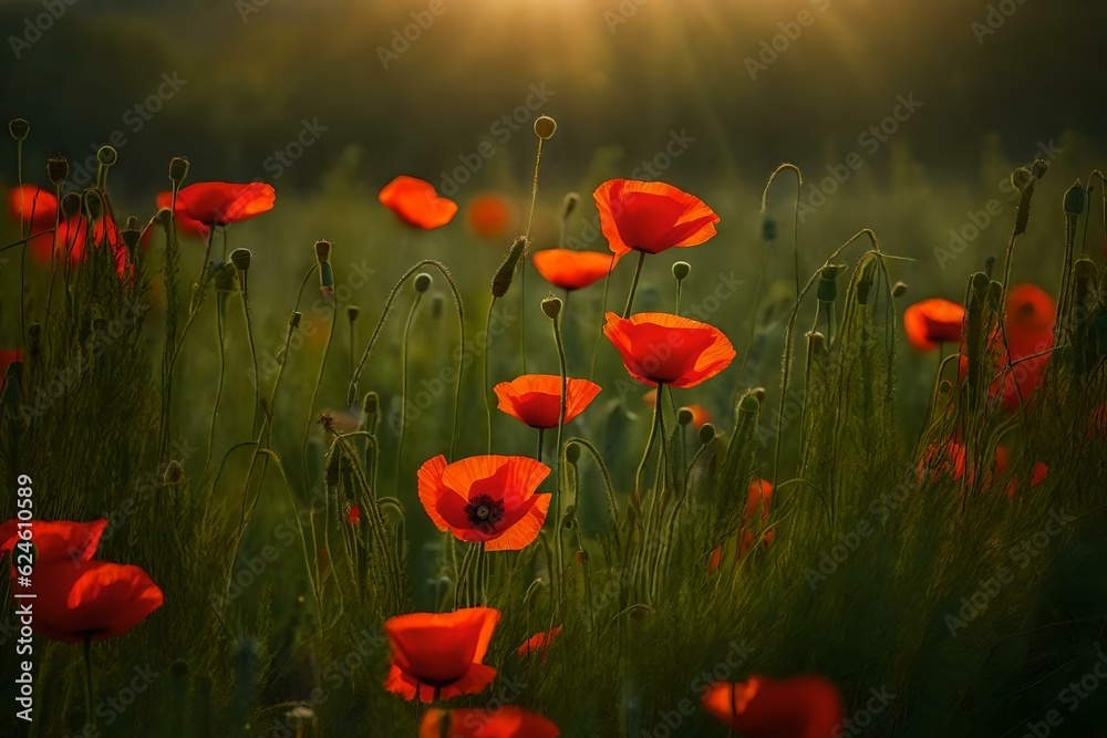 Fototapeta premium field of red poppies