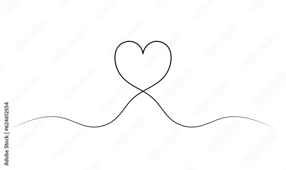 Fototapeta premium Heart line drawing symbol of love.