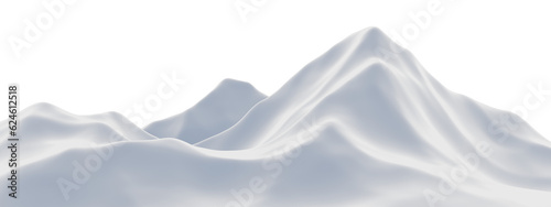 Fotografia 3D render snow mountain. White  terrain. Cold environment.