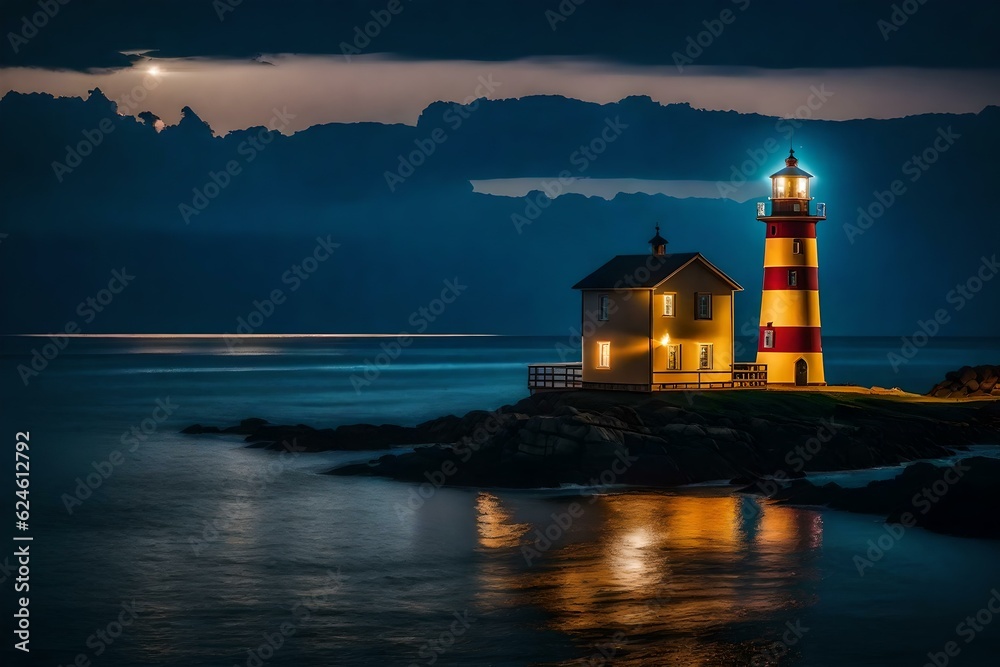 lighthouse at night
Created using generative AI tools